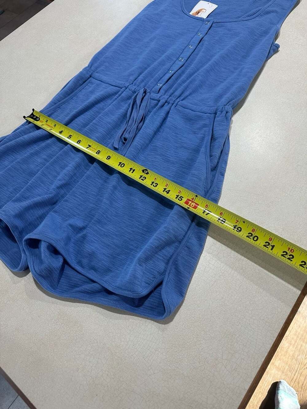 NWT PRETTYGARDEN Women Size M Romper Blue 1/4 Snap Up Crew Neck - Picture 12 of 13